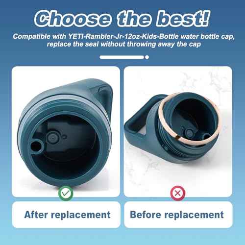 6pcs Water Bottle Seal Ring & Breather Plug Kit, Including 6 Breather Plug & 6 Cap O Ring Gasket Replacement Accessories Compatible with YETI Rambler Jr 12oz Kid Cup (Outer Diameter: 2.72x2.72 Inch)