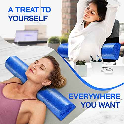 Yes4All Medium Firm Half Foam Rollers for Post-Workout Relaxation, 12/18/24/36 inch PE Foam Roll for Back Massage & Yoga Exercise
