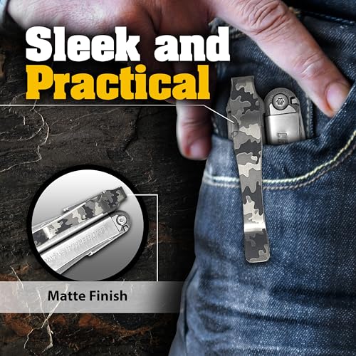 Donk! Pocket Clip Compatible with Wave, Wave Plus+, Surge & Charge AL, ALX, Ti, XTi - Titanium TC4 - Custom Designs - Quick Release - Extra Carry Options - Camo