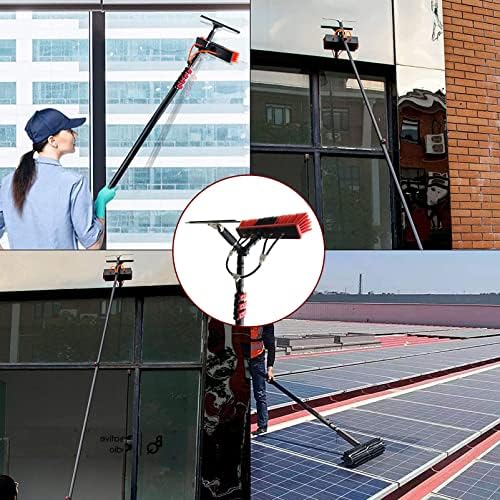 Professional Window Cleaning Kit 4M-12M - Telescopic Water Fed Pole, Extendable Brush & Squeegee for Roof, Glass, Outdoor & Solar Panel Cleaning Solution.