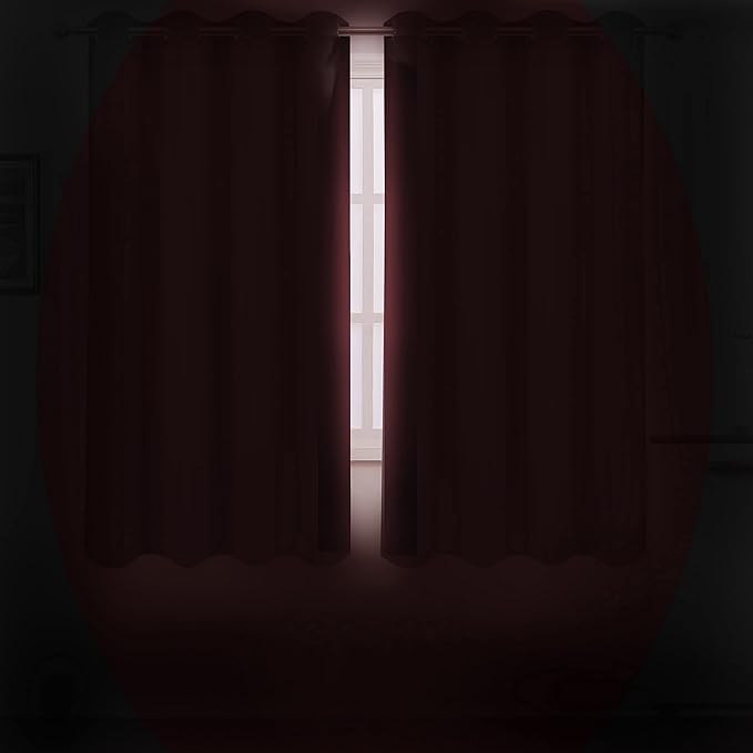LEMOMO Red Thermal Blackout Curtains/52 x 72 Inch/Set of 2 Panels Room