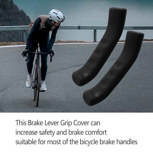 2 Pairs Bicycle Brake Lever Grip Protector Cover, Non-Slip Brake Lever Grip, Silicone Sleeve Universal Brake Protection Handle Cover for Bicycle, Cycling, Road/Mountain Bikes, Black