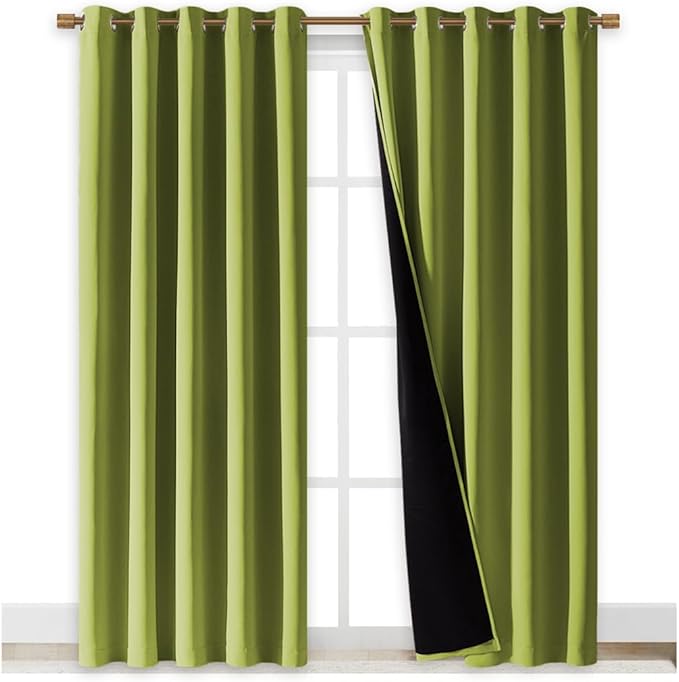 NICETOWN 100% Blackout Window Curtain Panels, Fresh Green, Cold and Full Light