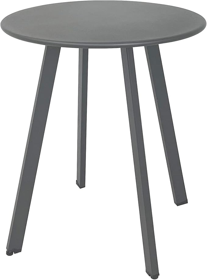 Meluvici Outdoor Side Table, Weather Resistant Patio Small Outdoor Indoor Round Metal Steel Small Side Table, Waterproof End Table for Garden Balcony Yard, Grey