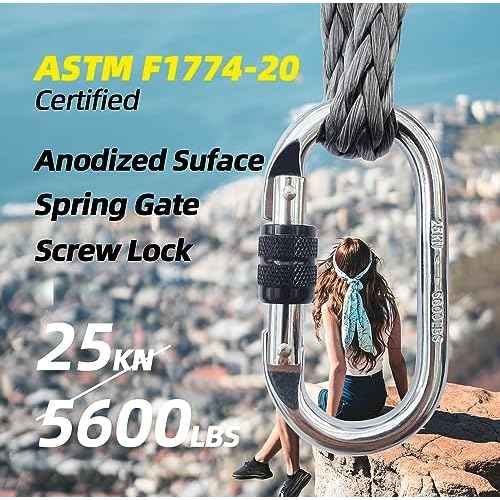 EZYA Carabiner Clips Heavy Duty 25KN/5600LB - 4.3" Large Caribiniers for Hammocks, Rigging, Gym, Yoga - Steel Caribeana