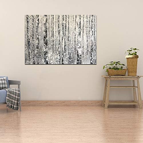 Yihui Arts Modern Birch Tree Canvas Wall Art