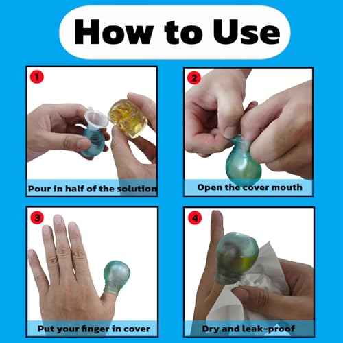 Finger Covers & Waterproof Toe ? Durable Shower Sleeves for Pedicures,Bathing Manicures,Nail Care ? Comfort-Fit Waterproof Finger Protectors with Bonus Liquid Funnel(2 Large + 2 Small£©