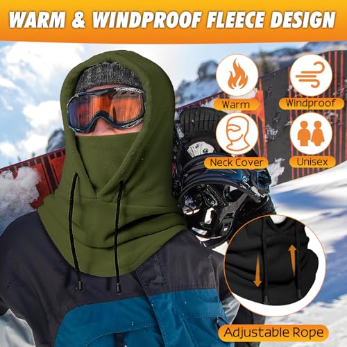 Fivali Winter Balaclava Ski Mask: Fleece Hood Hat Balaclava Face Mask Men Women Warm Face Cover for Cold Weather Gear