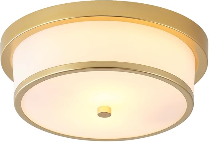 12 inch Flush Mount Ceiling Light, 2-Light Close to Ceiling Light Fixtures with Gold Finish for Bathroom Bedroom Kitchen Hallway (Gold)