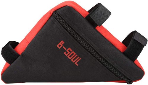 Dilwe Triangle Bag, Portable Large Capacity Frame Strap-On Pouch for Cycling Traveling Accessories, Durable Black&Red Design