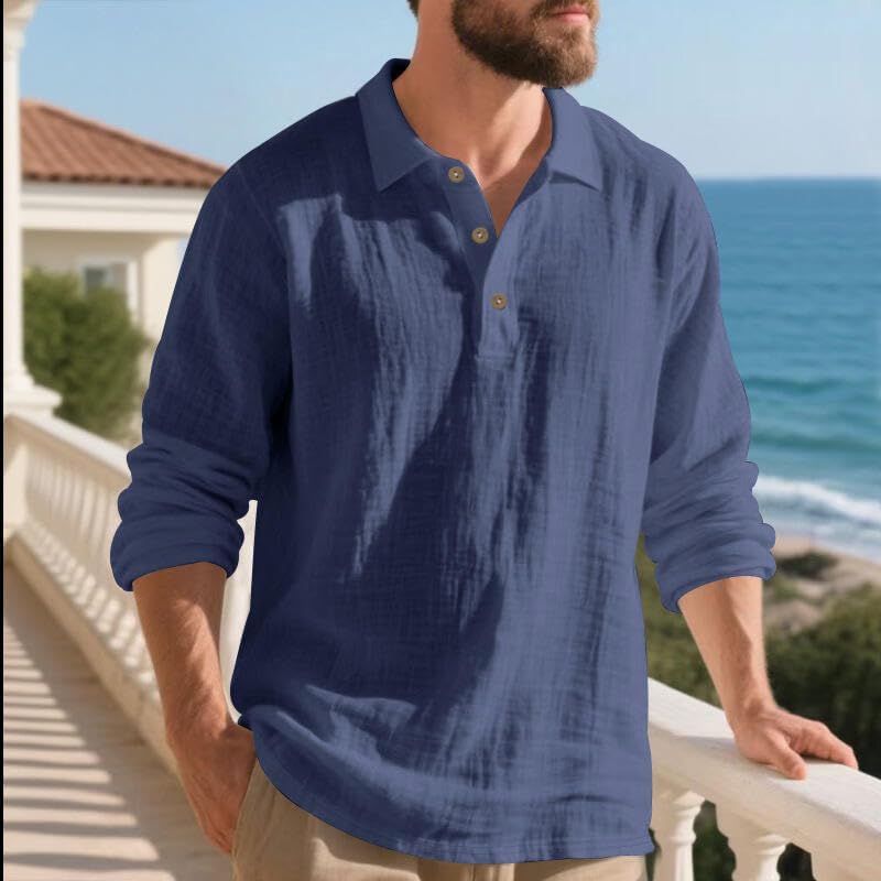 Regine Switzerland Casual Linen Blend Shirt - Solid White Long Sleeve for Men | Perfect for Spring & Autumn