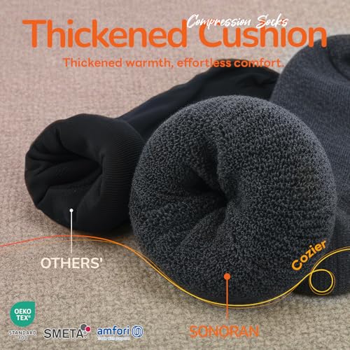 Merino Wool Compression Socks for Women Men (2/3 Pairs) Knee High Winter Thermal Thick Warm for Nurse Pregnant Travel