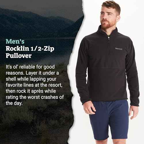 MARMOT Men's Rocklin 1/2 Zip Jacket - Classic, Warm, Lightweight 100-Weight Fleece Layer