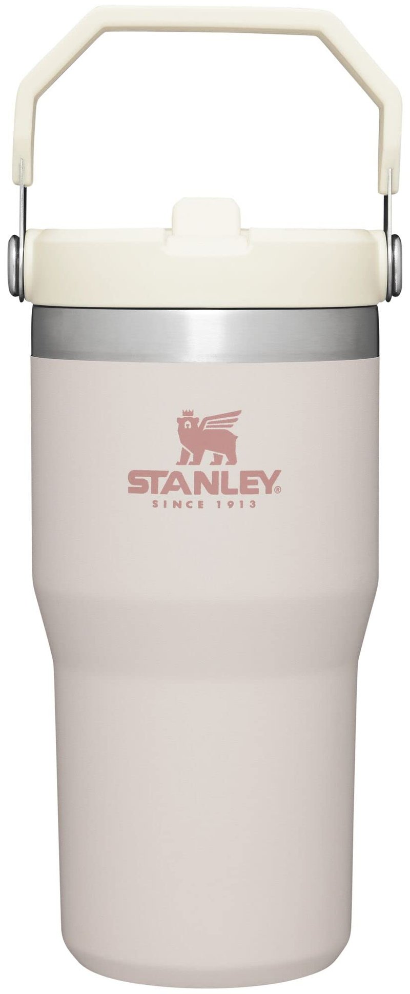 Stanley IceFlow Flip Straw Tumbler with Handle 20 oz | Twist On Lid and Flip Up Straw | Leak Resistant Water Bottle | Insulated Stainless Steel |BPA-Free | Rose Quartz 1.0
