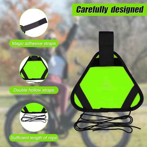 Reflective Triangle Sign, Bright Reflective Yield Symbol with Magic Adhesive Strap & Cord High Visibility Safety Triangle for Bike Backpack Different Scenes, Multiple Fixing Methods