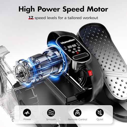 Under Desk Elliptical Machine, Leg Exerciser as Seen on TV While Sitting for Senior with Remote Control, Portable & Quiet Pedal Exerciser with 12 Adjustable Speed, Black