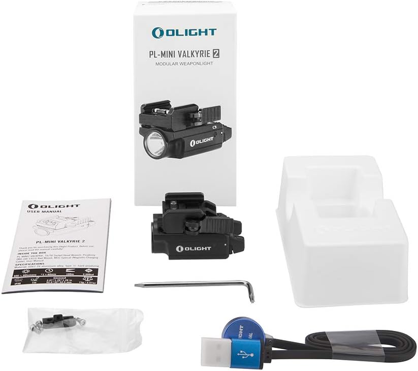 OLIGHT PL-Mini 2 Valkyrie 600 Lumens Magnetic USB Rechargeable Compact Hunting Gear with Adjustable Rail, High Performance CW LED Flashlight with Built-in Battery