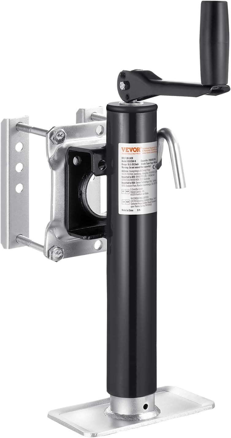 VEVOR Heavy Duty Trailer Jack - 2000 lbs Load Capacity | 10" Swivel Lift for RVs, Horse & Utility Trailers
