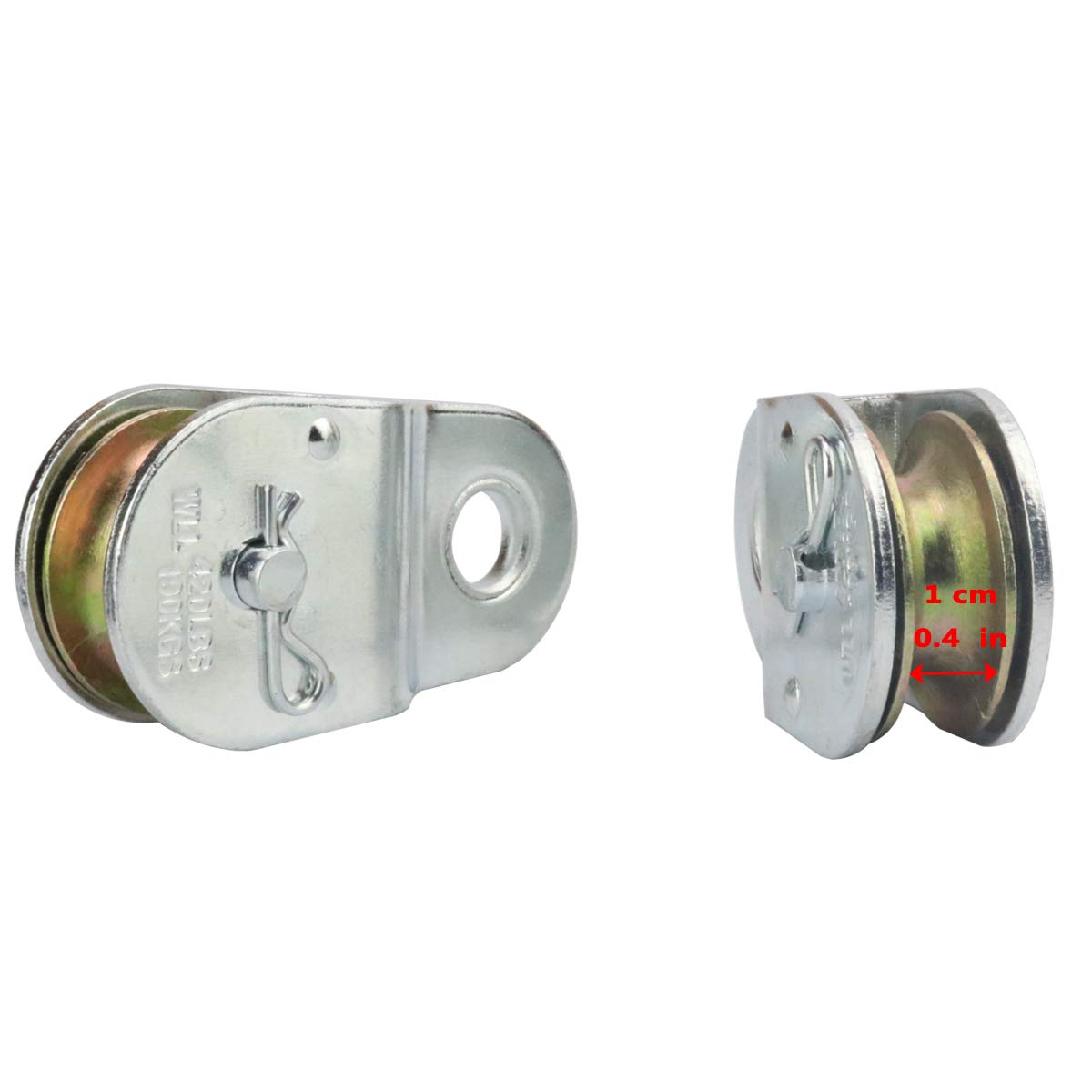 Zinc Plated Fixed Single Pulley Fixed Eye Steel Pulley 1-1/2" (2 Pack)