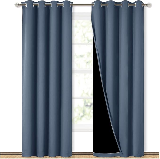 NICETOWN 100% Blackout Curtains 84 inches Long, Pair of Energy Smart & Noise