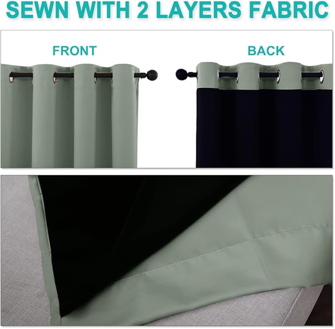NICETOWN 100% Blackout Window Curtain Panels, Heat and Full Light Blocking