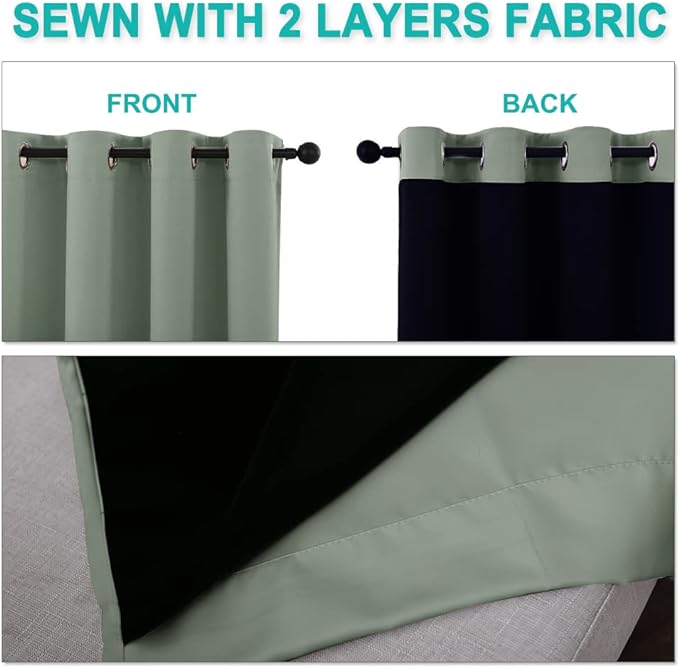 NICETOWN 100% Blackout Window Curtain Panels, Heat and Full Light Blocking