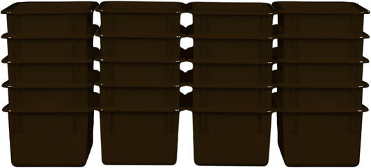Wood Designs Cubby Storage Bin, Heavy Duty Plastic Containers for Kids Brown Cubby Tray Set of 20