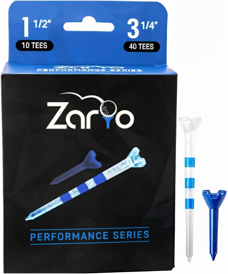 Zario Golf Tees - Durable 3 1/4 Inch Combo with 1 1/2 Inch Par 3 Tees - Unbreakable Design, Multiple Colors