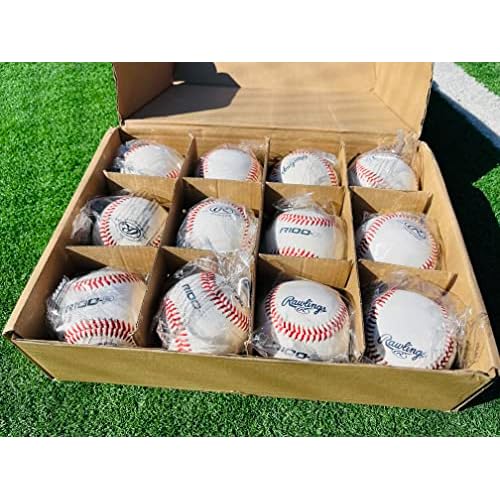 Rawlings | R100-P Practice Baseballs | Collegiate | High School | Youth | Box of 12,White
