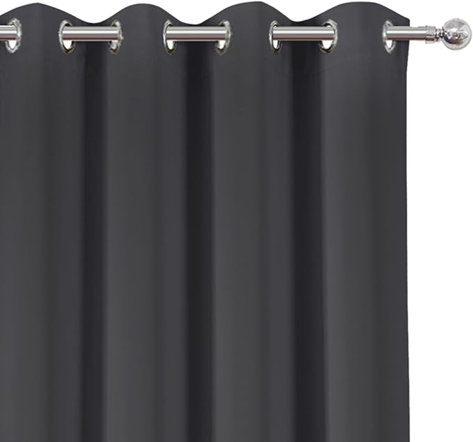 LEMOMO Dark Grey Blackout Curtains 52 x 63 Inch Length/Set of 2 Curtain
