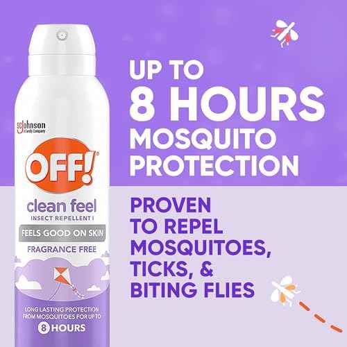 OFF! Clean Feel Insect Repellent Aerosol with 20% Picaridin, Bug Spray with Long Lasting Protection from Mosquitoes, Feels Good on Skin, 5 oz