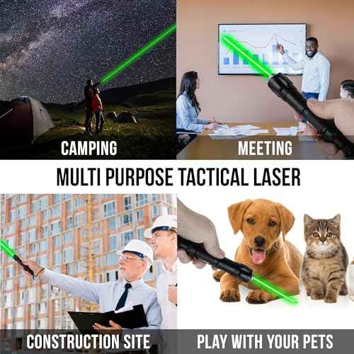 HITEKK High Power Green Laser Pointer | Tactical Green Laser Pointer | Single Press On/Off Tactical Lazer Pointer | Rechargeable Long Range Lazer Pointer and Carrying Case