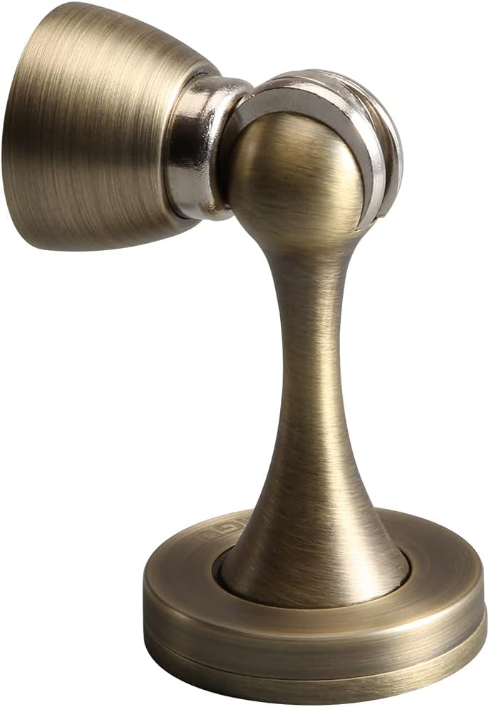 YAGU Door Stopper 1 Pack Magnetic, Zinc Alloy Brushed Bronze Door Stops Catch Holder Wall Floor Mounted, Magnet Metal Soft-Catch