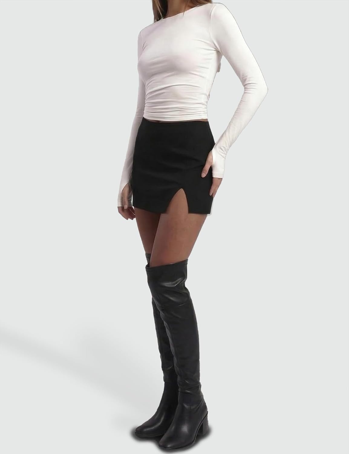 Skiennix Mini Skirt for Women - Trendy Low Waist Bodycon Skort with Shorts | Casual Side Split Design