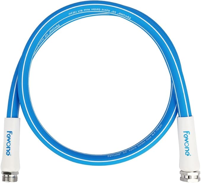 FEVONE 5 ft x 5/8 in Garden Hose, Hose Reel Leader Hose, Short Water Hose Extension, Heavy Duty Hybrid Polymer Connector Hose with Aluminum Fittings, Kink-Resistant, Leak-Free