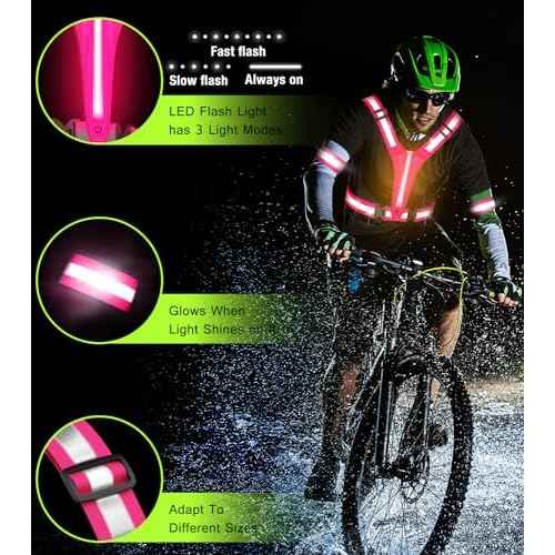 Led Light Up Running Vest Reflective Vest for runners night walking, Rechargeable Reflective Running Vest High Visibility
