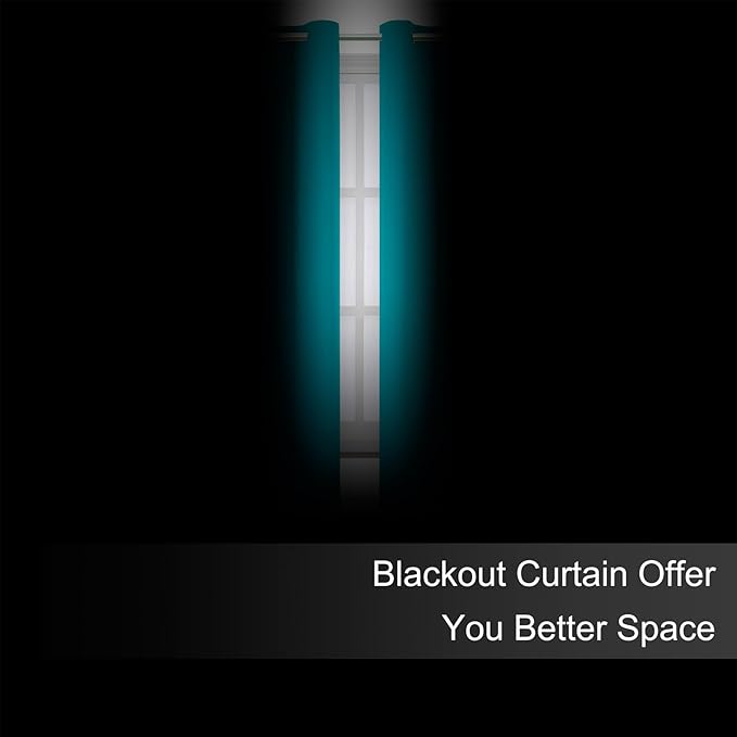 LEMOMO Blackout Curtains 66 x 72 Inch Long Teal Curtains Set of 2 Panels Room