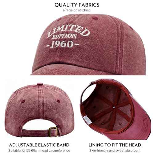 65th Birthday Gifts for Men Women, Happy 65th Birthday Decorations - Embroidered Baseball Caps Adjustable