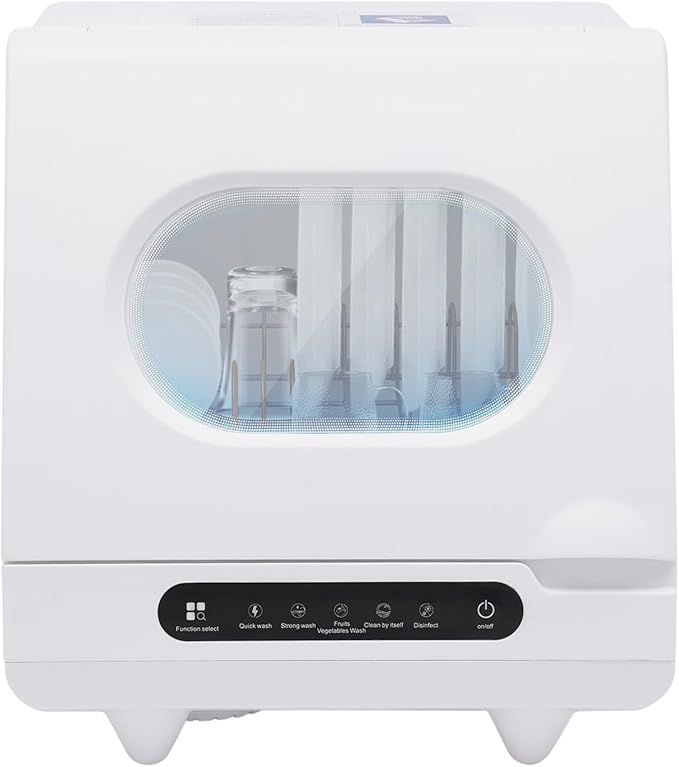 Countertop Dishwasher 1200W Portable Dishwashers 5 Washing Programs Mini Dishwasher for Small Apartments, White