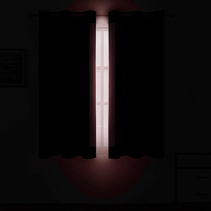 LEMOMO Burgundy Blackout Curtains 38 x 54 Inch Length/Set of 2 Curtain