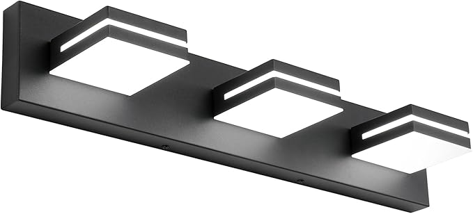 SineRise LED Modern Bathroom Vanity Light Fixtures, Dimmable Matte Black Modern