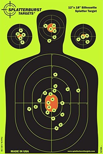 Splatterburst Targets - Silhouette Shooting Target - Bright Fluorescent Yellow - 12 x 18 Inch, Made in USA