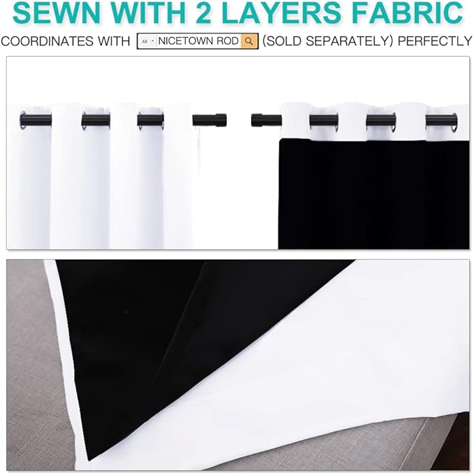 NICETOWN White 100% Blackout Curtains