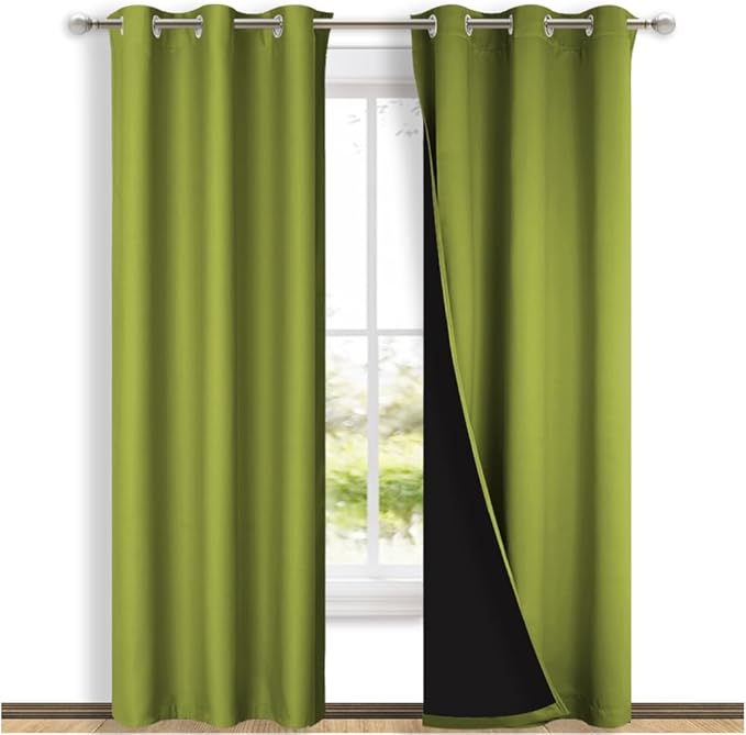 NICETOWN Blackout Curtains 80 inches Long, 2 Pieces, Fresh Green, Full Light