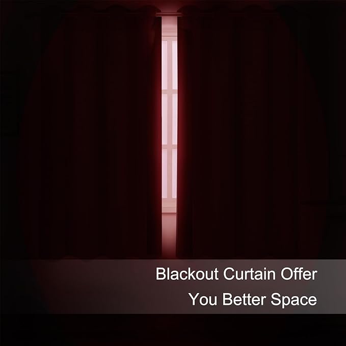 LEMOMO Blackout Curtains 66 x 54 Inch Long Bright Red Curtains Set of 2 Panels