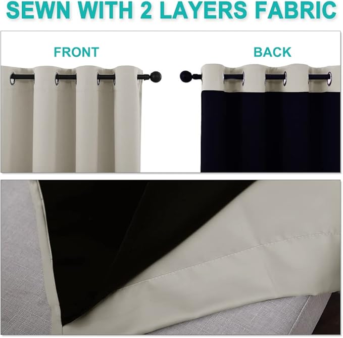 NICETOWN 100% Blackout Window Curtain Panels, Cold and Full Light Blocking