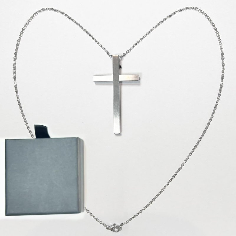 Self Defense Cross Necklace, 21 inch Chain, Stainless Steel Hidden Protection Tool with Safety Lock