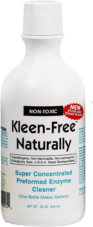 Naturally Preformed Enzyme Cleaner, Enzyme Solution, Multi-Purpose Cleaner, Laundry Additive and More - Concentrate - Fresh and Clean Scent - 32oz