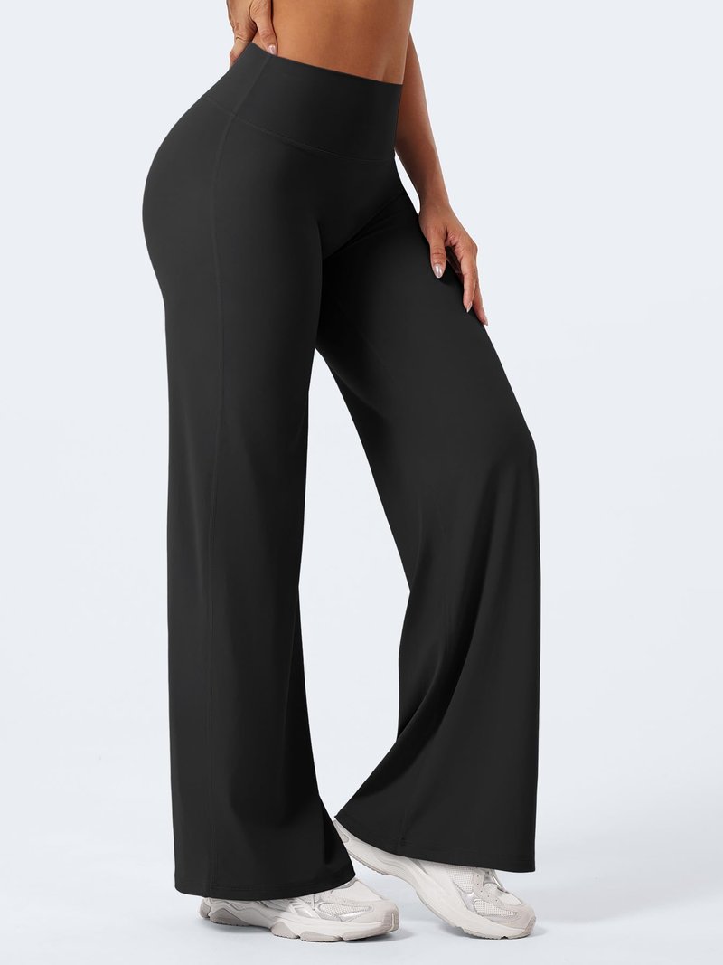 YEOREO Workout Leggings Womens No Front Seam Straight Leggings 31.5" Thin Fleece High Waist Buttery Eddiy Gym Yoga Pants Black S