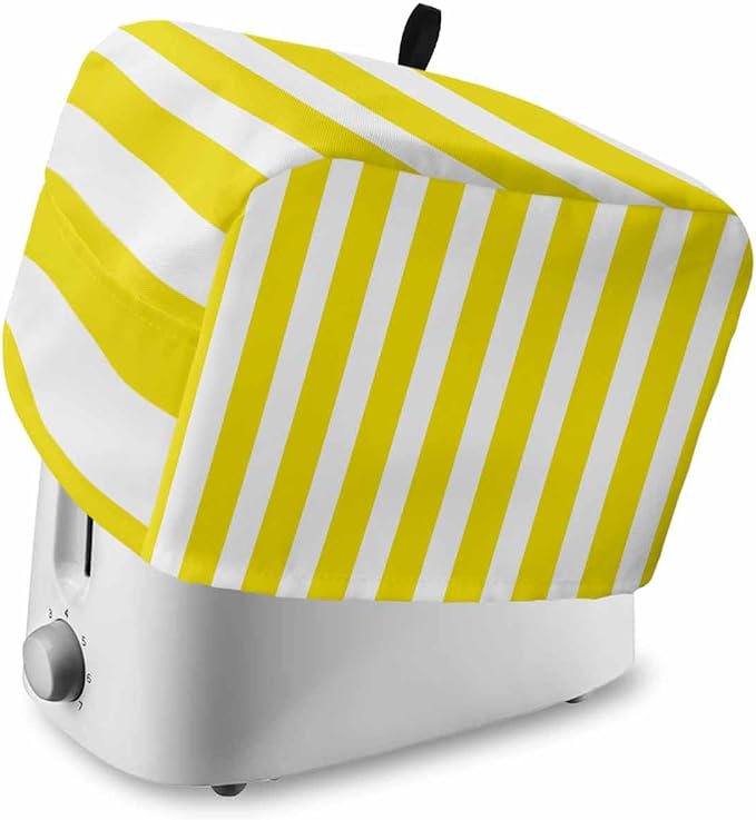Toaster Cover 4 Slice Yellow Stripes Toaster Oven Cover with Pockets Vertical Striped Dustproof Bakeware Protector Small Kitchen Appliance Dust Covers and Fingerprint Protection for Women